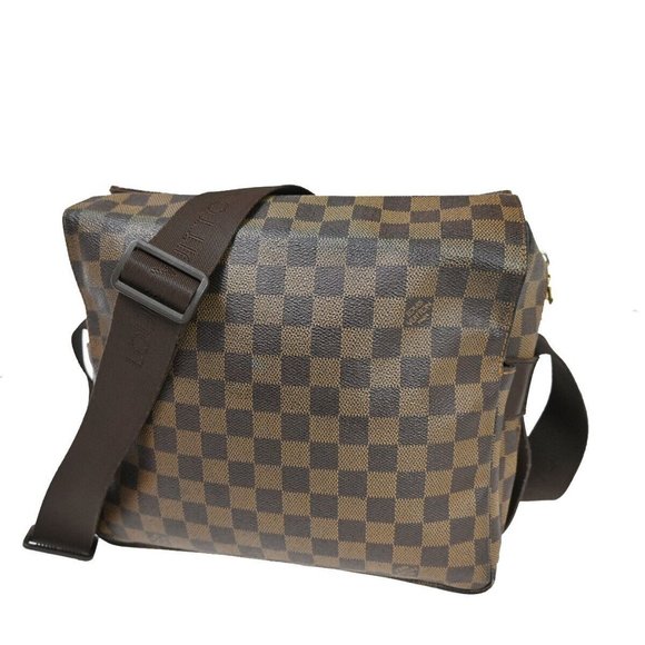 LOUIS VUITTON Naviglio Shoulder Bag Damier Ebene Leather Brown - Picture 1 of 16